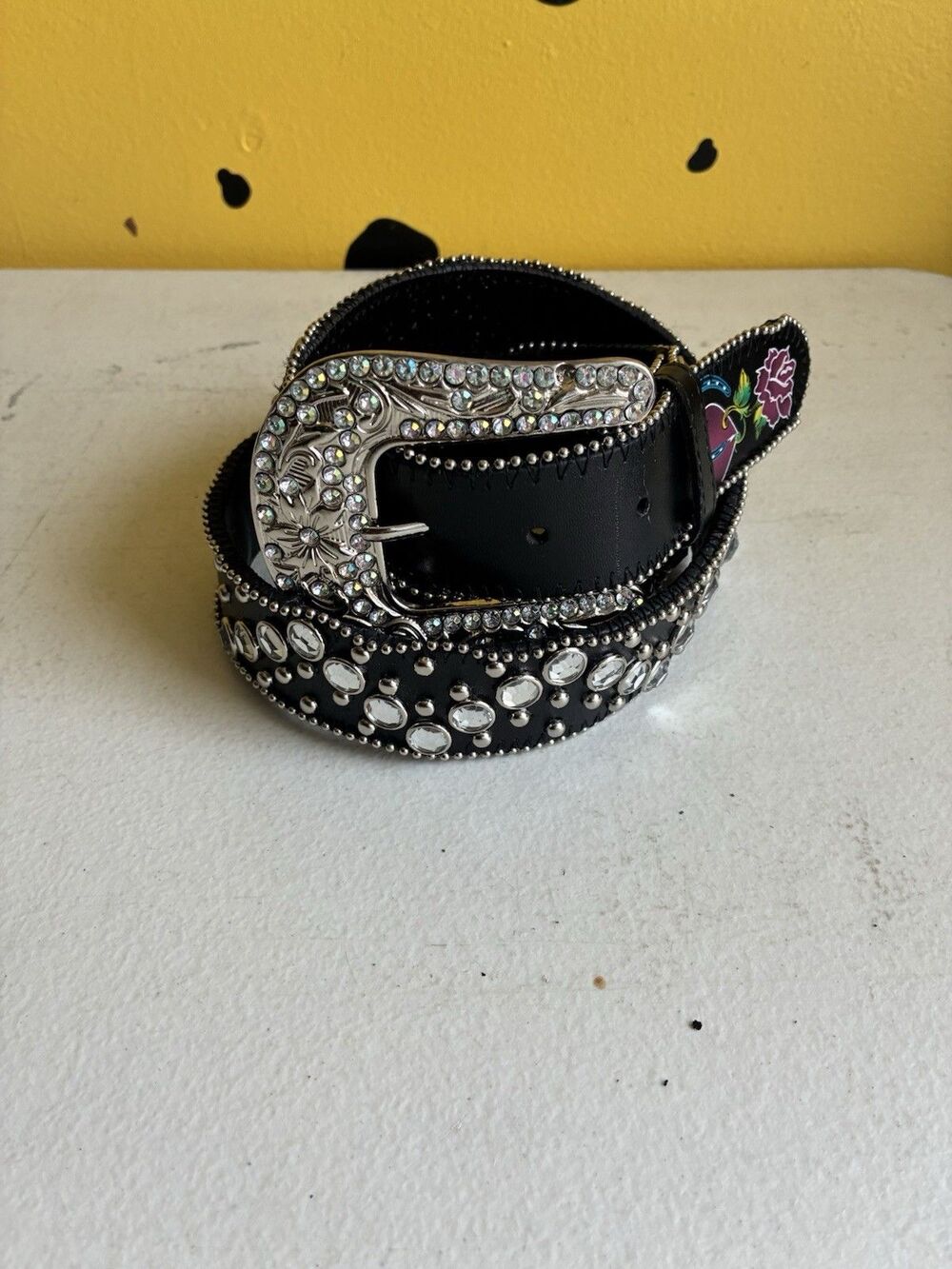 Roper Rhinestone Western Belt Black Crystal Studded Cowgirl Belt Bling Rodeo